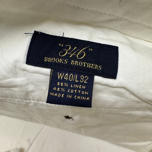 Brooks Brothers Pants White Linen Cotton Coastal Straight Mens 40x32 ACTUAL - Picture 4 of 10